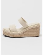 Calvin Klein Papuci din piele cu talpa wedge si detaliu logo - Crem