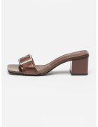 Calvin Klein Papuci din piele cu toc inalt - Maro