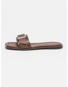 Calvin Klein Papuci din piele cu varf patrat - Maro