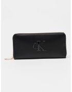 Calvin Klein Portofel de piele ecologica cu fermoar si logo in relief - Negru