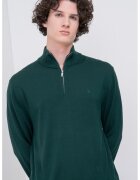 Calvin Klein Pulover din lana cu fenta cu fermoar - Verde englez