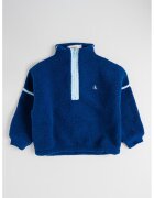 Calvin Klein Pulover din teddy cu fermoar scurt - Albastru royal