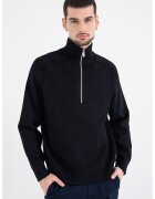 Calvin Klein Pulover striat cu guler inalt si fermoar scurt - Albastru ultramarin