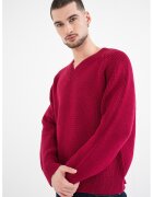 Calvin Klein Pulover striat din amestec de lana cu decolteu in V - Roz aprins