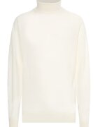 Calvin Klein Pulover tricotat fin din lana merinos cu guler inalt - Alb murdar