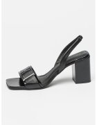 Calvin Klein Sandale din piele cu toc masiv - Negru
