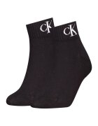 Calvin Klein Set de 2 perechi de sosete scurte cu logo - Negru/Alb optic