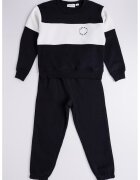 Calvin Klein Set de bluza de trening cu logo si paantaloni de trening cu snur - Alb/Negru