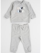 Calvin Klein Set de bluza de trening cu logo si pantaloni de trening din amestec de bumbac organic - 2 piese - Gri deschis