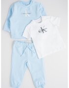 Calvin Klein Set de bluza de trening - tricou si pantaloni de trening din amestec de bumbac organic - 3 piese - Albastru pastel