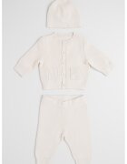 Calvin Klein Set de cardigan - pantaloni si caciula - Crem