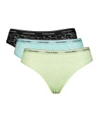 Calvin Klein Set de chiloti de dantela cu model animal print - 3 perechi - Negru/Turcoaz/Verde fistic