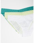 Calvin Klein Set de chiloti din dantela cu talie joasa - 3 perechi - Alb/Albastru petrol/Verde fistic