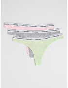 Calvin Klein Set de chiloti tanga cu logo - 3 perechi - Roz pastel/Gri melange/Verde fistic
