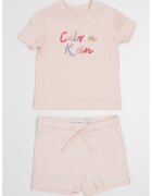 Calvin Klein Set de pantaloni scurti si tricou cu imprimeu logo - 2 Piese - Roz pal