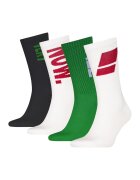 Calvin Klein Set de sosete lungi - 4 perechi - Verde/Negru stins/Alb murdar