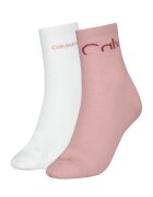 Calvin Klein Set de sosete lungi cu imprimeu logo - 2 perechi - Alb/Roz prafuit
