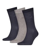 Calvin Klein Set de sosete lungi cu logo - 3 perechi - Gri deschis melange/Bleumarin