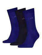 Calvin Klein Set de sosete lungi cu logo - 3 perechi - Negru/Albastru royal