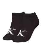 Calvin Klein Set de sosete pana la glezna cu logo - 2 perechi - Negru/Alb optic