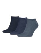 Calvin Klein Set de sosete pana la glezna cu model uni - 3 perechi - Albastru inchis/Albastru petrol/Bleumarin