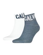 Calvin Klein Set de sosete scurte - 2 perechi - Alb/Albastru inchis