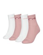 Calvin Klein Set de sosete scurte - 4 perechi - Alb murdar/Roz prafuit