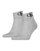 Calvin Klein Set de sosete scurte cu logo - 2 perechi - Negru/Gri inchis melange