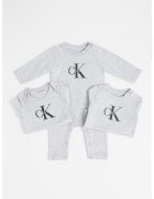 Calvin Klein Set de tricou si body-uri din amestec de bumbac - 3 piese - Gri melange