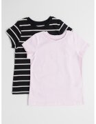 Calvin Klein Set de tricouri de bumbac cu decolteu la baza gatului - 2 piese - Negru/Roz pastel