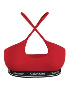 Calvin Klein Sutien de baie cu banda logo - Negru/Rosu inchis