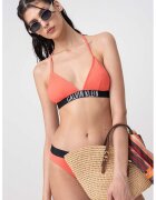 Calvin Klein Sutien de baie triunghiular cu logo - Negru/Coral