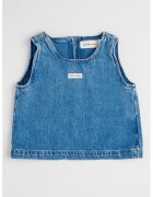 Calvin Klein Top din denim si amestec de lyocell - Albastru petrol