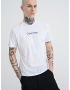Calvin Klein Tricou cu decolteu la baza gatului si imprimeu logo - Alb