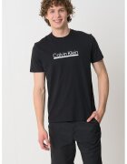 Calvin Klein Tricou cu decolteu la baza gatului si imprimeu logo - Alb/Negru