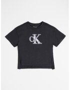 Calvin Klein Tricou cu decolteu la baza gatului si imprimeu logo - Negru/Roz/Violet pruna