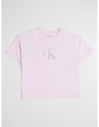 Calvin Klein Tricou cu decolteu la baza gatului si imprimeu logo - Roz deschis
