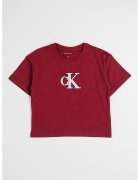 Calvin Klein Tricou cu decolteu la baza gatului si imprimeu logo - Visiniu