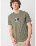 Calvin Klein Tricou cu imprimeu si decolteu la baza gatului - Verde feriga