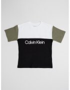 Calvin Klein Tricou cu model colorblock si imprimeu logo - Negru stins/Alb optic