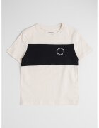Calvin Klein Tricou de bumbac cu decolteu la baza gatului - Negru/Bej deschis