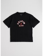 Calvin Klein Tricou de bumbac cu decolteu la baza gatului si imprimeu - Negru