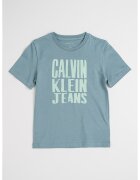 Calvin Klein Tricou de bumbac cu logo supradimensionat - Albastru prafuit