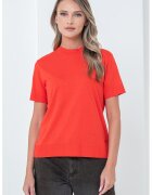 Calvin Klein Tricou din amestec de lyocell cu decolteu la baza gatului - Rosu