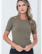 Calvin Klein Tricou elastic din amestec de modal - Kaki