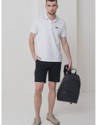 Calvin Klein Tricou polo din amestec de bumbac organic cu logo discret - Negru/Alb optic