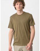 Calvin Klein Tricou regular fit cu decolteu la baza gatului - Kaki inchis