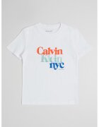 Calvin Klein Tricou regular fit cu imprimeu logo - Portocaliu mandarina/Alb optic/Verde aquamarin