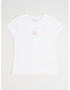 Calvin Klein Tricou slim fit de bumbac - Alb optic/Roz prafuit