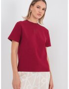 Calvin Klein Tricou uni cu decolteu la baza gatului - Visiniu